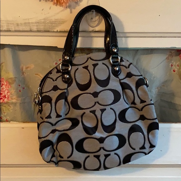 SOLD Gray and Black Coach Purse - Picture 2 of 7